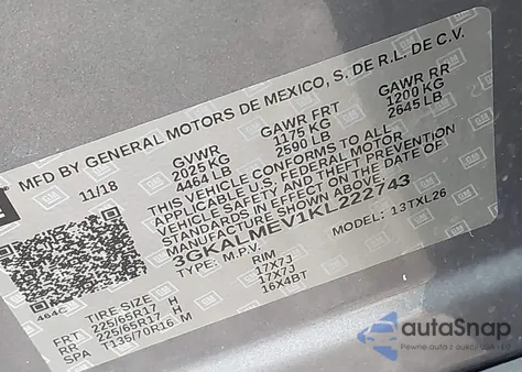 2019 GMC Terrain Sle из США, поврежденный, VIN 3GKALMEV1KL222743